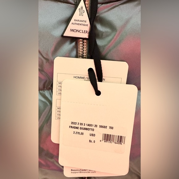 NWT Moncler Frasne Short Down Jacket - 700 Iridescent Blue - Picture 12 of 16